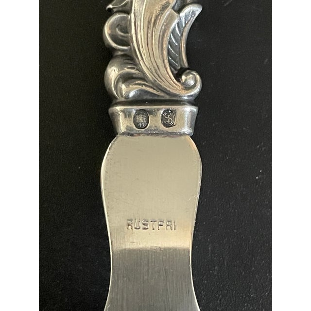 Silver 1949 Johannes Siggaard Danish Silver Rococo Serving Spoon For Sale - Image 8 of 8