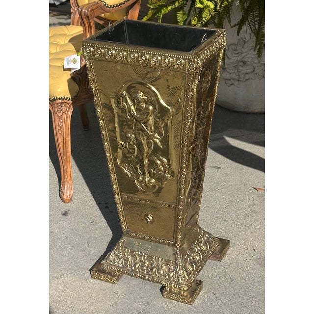 Traditional Antique Brass Repose Cane or Umbrella Stand For Sale - Image 3 of 4