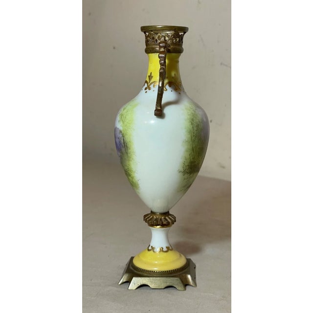 Antique Ornate Hand Painted Porcelain Gilt Bronze Miniature Sevres Vase Urn For Sale In New York - Image 6 of 12
