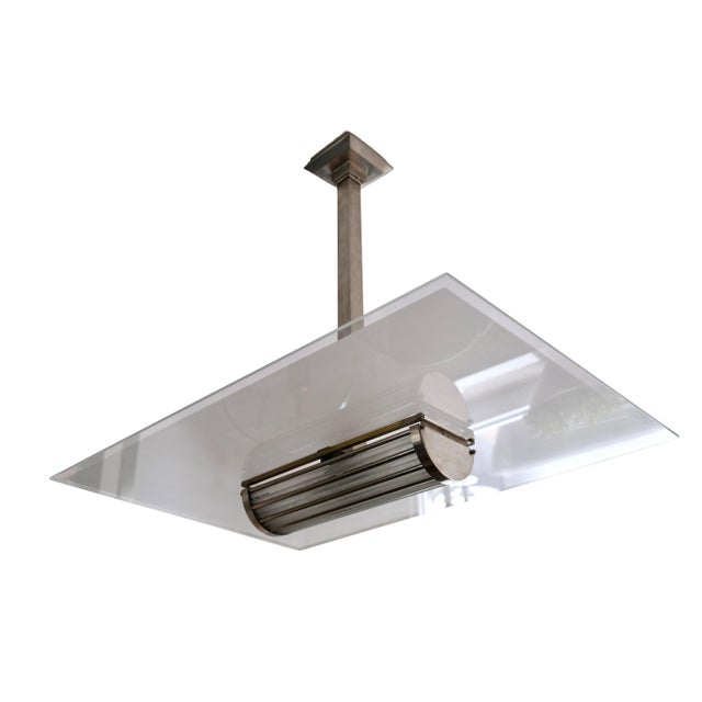 Silver Ceiling Lamp with Glass Rods and Chrome Plating, 1930s For Sale - Image 8 of 8