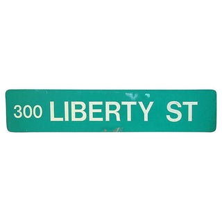 Vintage Double-Sided Metal Liberty Street Sign For Sale