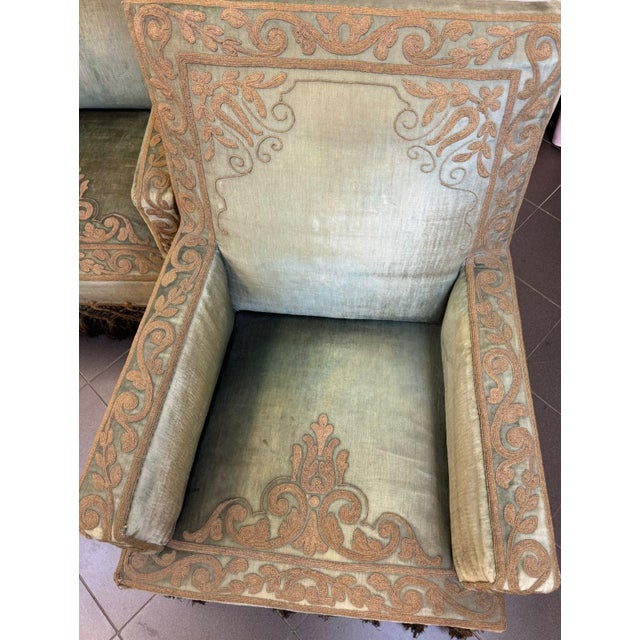 Armchairs in Silk Velvet and Embroidery, Set of 2 For Sale - Image 11 of 18