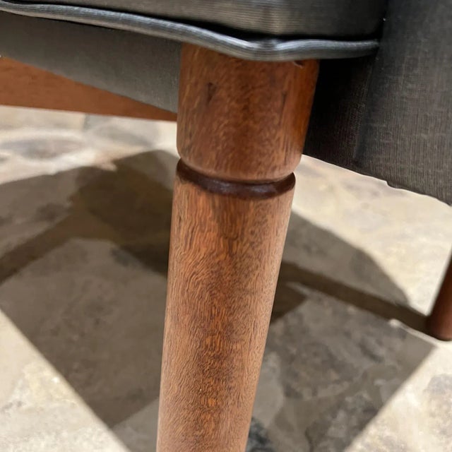 Dark Gray Irgsa Set of Four Armchairs Gray Mahogany Mexico City For Sale - Image 8 of 13