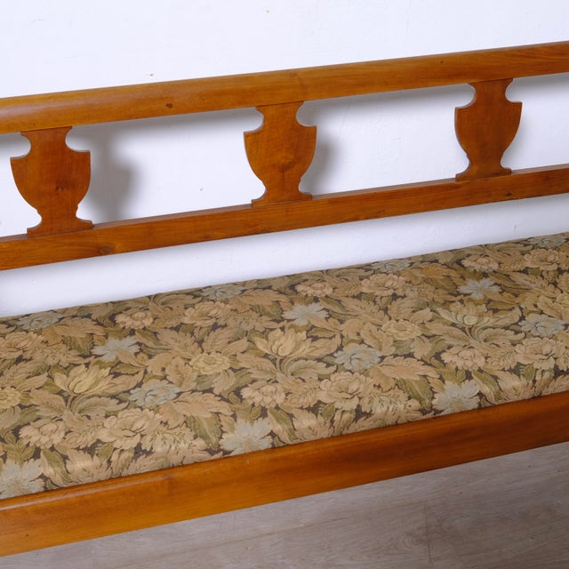 Directoire Walnut and Floral Fabric Bench, Italy, 1900s For Sale - Image 6 of 18