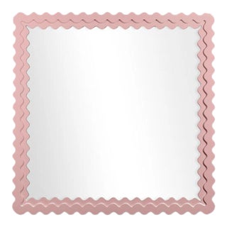 Fleur Home Carnival Chaos Square Mirror in Authentic Pink, 30x30 For Sale