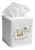 Aqua Elephant Tissue Box Cover in White Linen & Cotton, Embroidered For Sale