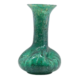 Vintage Green Art Glass Hand Blown Textured Vase