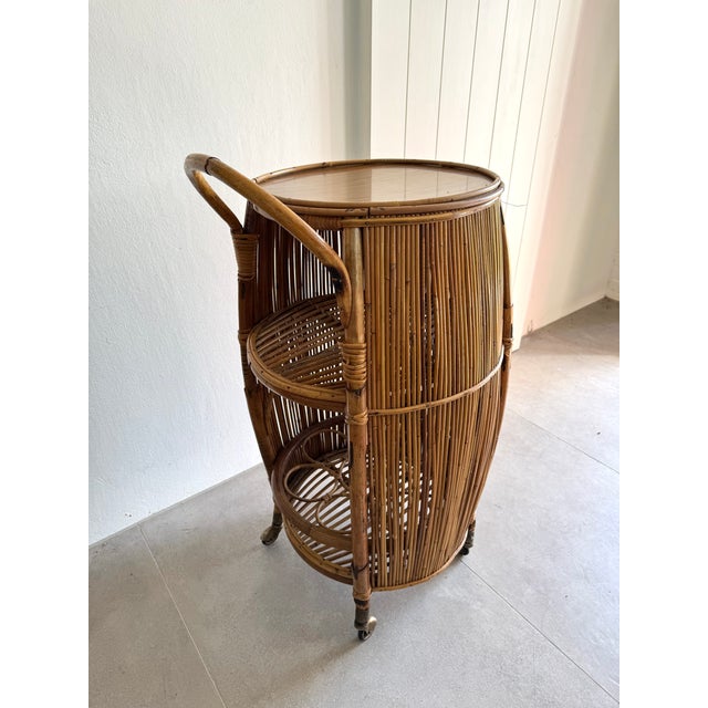 1970s Vintage Bar Sports in Bamboo and Wicker Bar Cart, 1970s For Sale - Image 5 of 18
