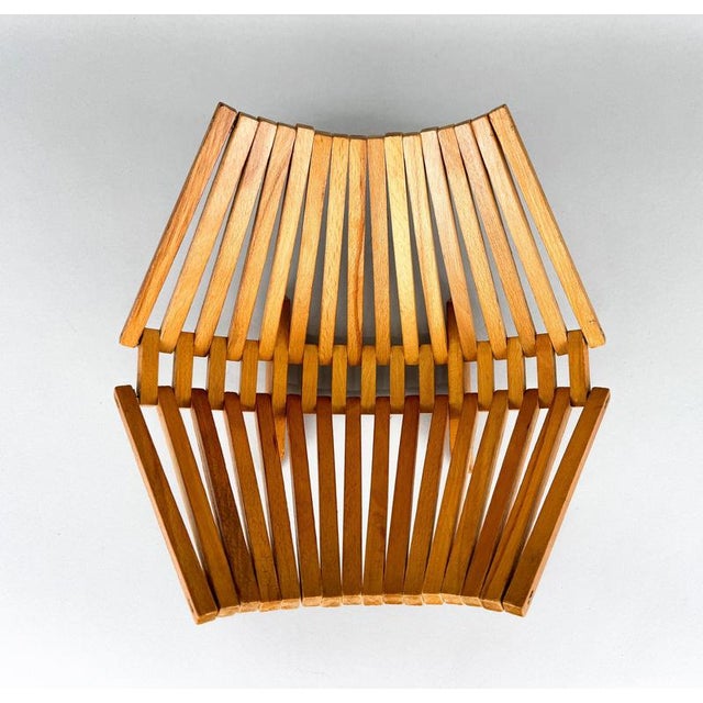 Brown Mid-Century Foldable Wooden Fruit Basket, 1970s For Sale - Image 8 of 9