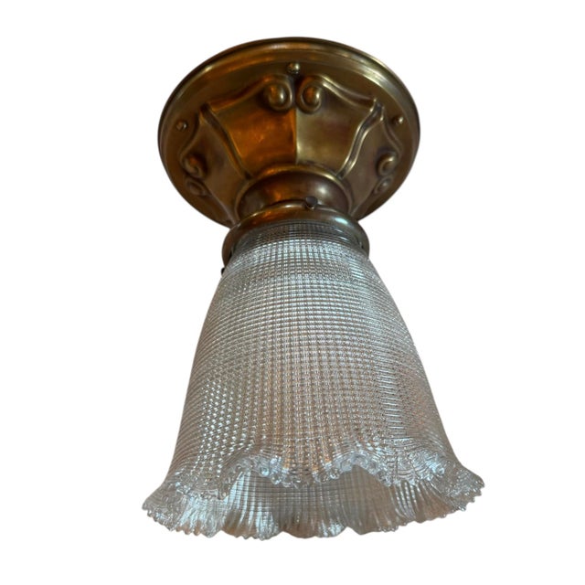 Mid-Century Modern Mid 20th Century Mid Century Zipper Shade Ceiling Light Fixture For Sale - Image 3 of 5