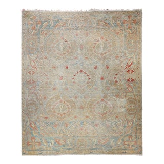 Vintage Turkish Oushak Rug, Hand-Knotted Wool, Allover Floral Design, 9' x 12' For Sale