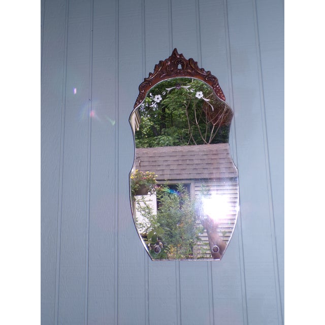 Brown Vintage Art Deco Venetian Style Etched Wall Mirror For Sale - Image 8 of 12