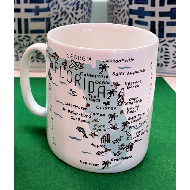 Ceramic Collectible Fine China Large Florida Jumbo Map Mugs – A Pair For Sale - Image 7 of 9