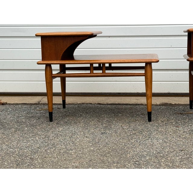 Mid-Century Modern Pair of Mid-Century End Tables by Andre Bus for Lane Acclaim 2-Tier For Sale - Image 3 of 12