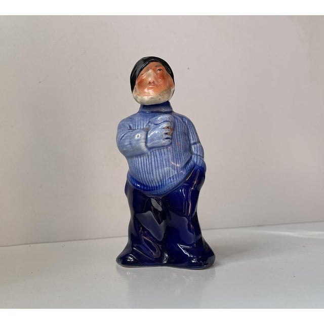Mid-Century Modern Vintage Scandinavian Sailor Decanter in Glazed Porcelain, 1950s For Sale - Image 3 of 9