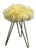 Three-Legged Stool with Brass Legs and Yellow Faux Fur, 1960s For Sale