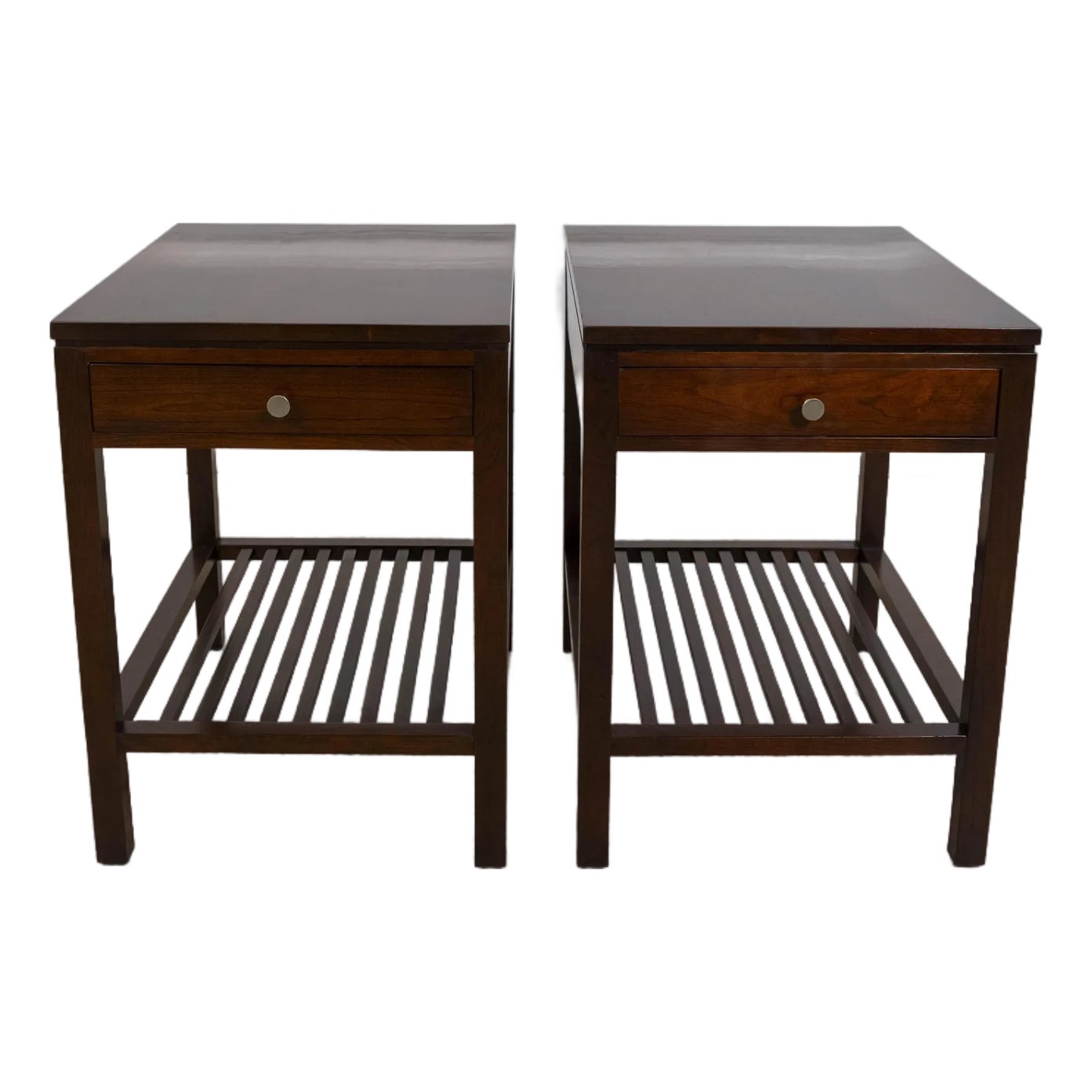Pair of Stickley Cherry Metropolitan End Side Tables | Chairish