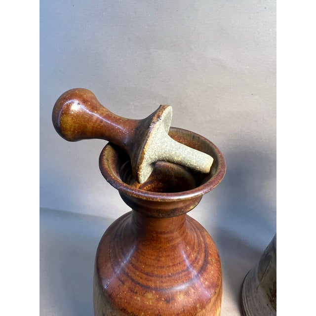Ceramic Pair of Midcentury Stoneware Decanters For Sale - Image 7 of 7