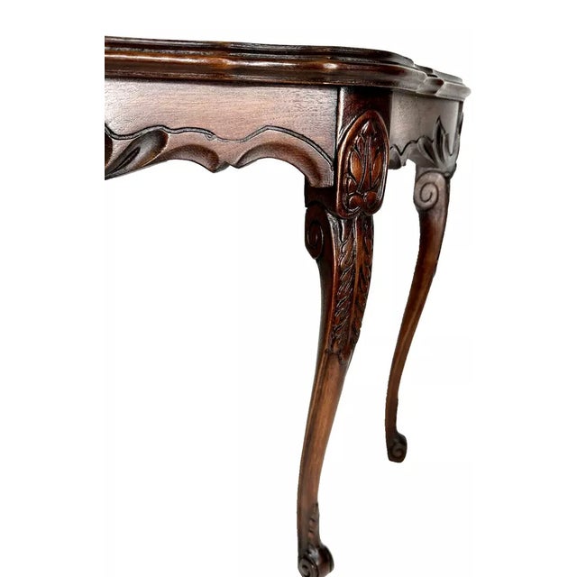 Wood 1970s Mahogany Carved Wood Parlor Tea Table For Sale - Image 7 of 12