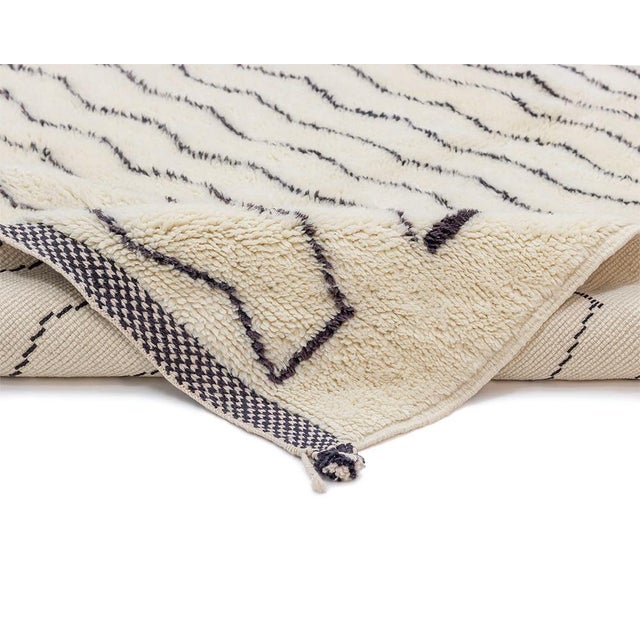 Chevron Stripe Hand-Knotted Moroccan Wool Rug | 9'7" X 6'8" | One of a Kind For Sale - Image 10 of 13
