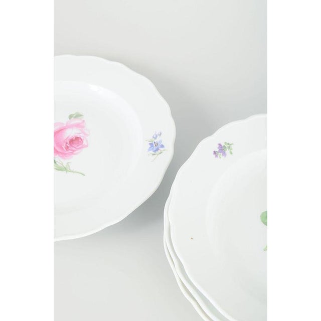 Porcelain Plates with Floral Decoration by Meissen, Germany, 1930s, Set of 4 For Sale - Image 3 of 5