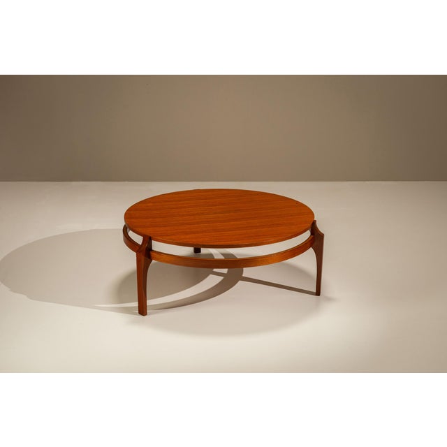 Mid-Century Modern Round Tripod Teak Coffee Table, Italy, 1960s For Sale - Image 3 of 10