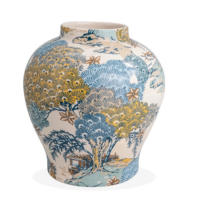 Japanese Scalamandre Maison by Port 68 Sea Of Trees Jar For Sale - Image 3 of 7