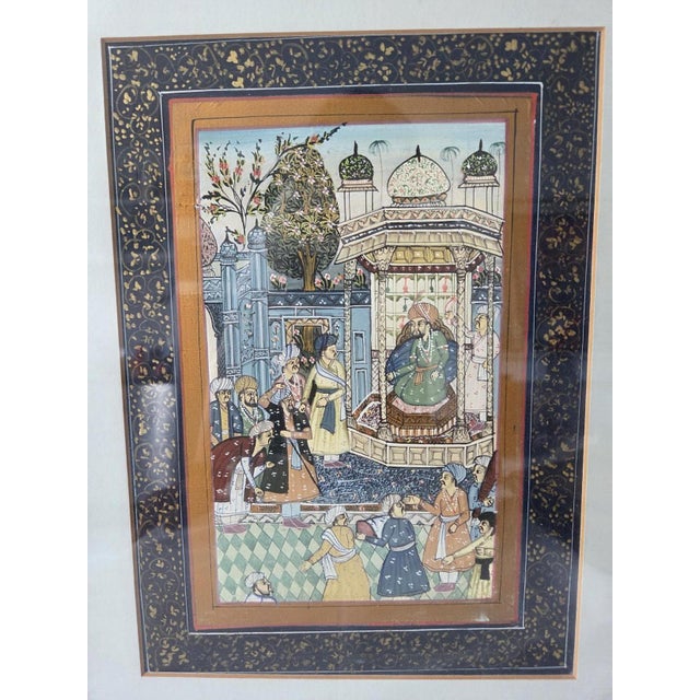 Textile Vintage Mughal Empire Indian Middle East Silk Painting For Sale - Image 7 of 7