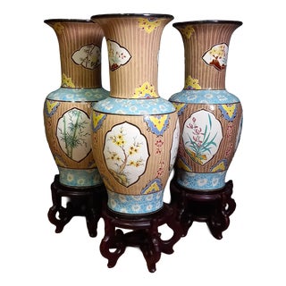 Vintage Vietnamese Bien Hoa Vases, 1950s, Set of 3 For Sale