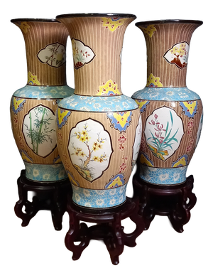 Vintage Vietnamese Bien Hoa Vases, 1950s, Set of 3