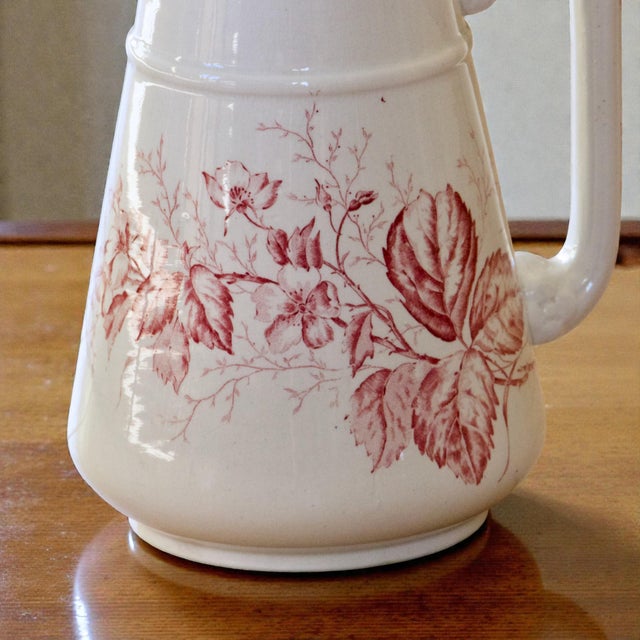 Ceramic Large Antique Wash Jug in Pink Ironstone from Imperial Bonn, 1865 For Sale - Image 7 of 9