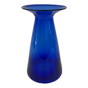 Vintage Cobalt Blue Art Glass Vase – Modernist Flared Rim
