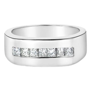 Princess Cut Wedding Band .66cttw 14k White Gold, Size 9 For Sale