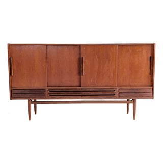 Mid-Century Modern Danish Highboard in Teak, 1960s For Sale