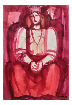 Dzemma Skulme, Folk Girl, Watercolor on Paper, 1970s