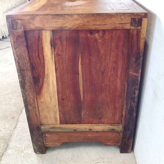 Wood Antique Chinese Provincial Elmwood Cabinet With Iron Hardware For Sale - Image 7 of 12