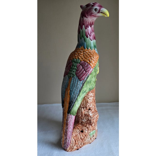 Ceramic Vintage Mottahedeh Porcelain Colorful Bird Parrot Phoenix Figure Statue, Made in Italy For Sale - Image 7 of 10