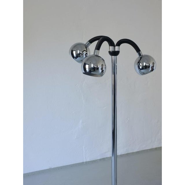 Space Age Chrome 3-Arm Floor Lamp, Italy, 1970s For Sale - Image 4 of 8