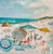 Original Beach Seascape Oil Painting – Colorful Umbrellas Coastal by Tailroy – 12" X 16" (Unstretched) For Sale - Image 4 of 4