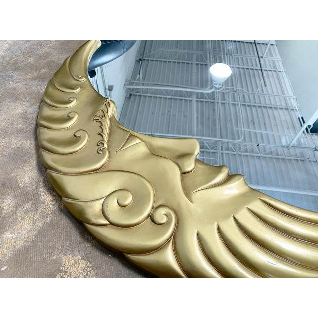 Art Deco Vintage 1980s Half Moon Celestial Face Wall Mirror For Sale - Image 3 of 5