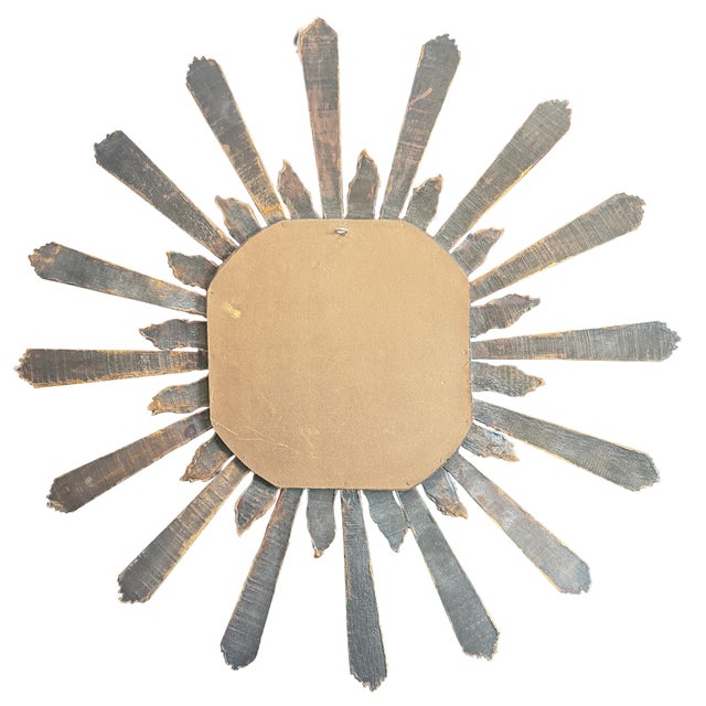 Italian Gilt Sunburst or Starburst Convex Mirror (Diameter 35) For Sale In Austin - Image 6 of 6