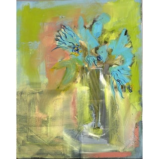 "Blue Flowers" Original Flower Painting by Shann Spishak For Sale