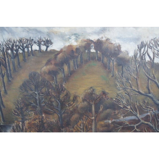 Mid 20th Century Mid Century Bernie Segal Realist Woodland Fall Landscape Oil Painting Figures, Framed For Sale - Image 9 of 12