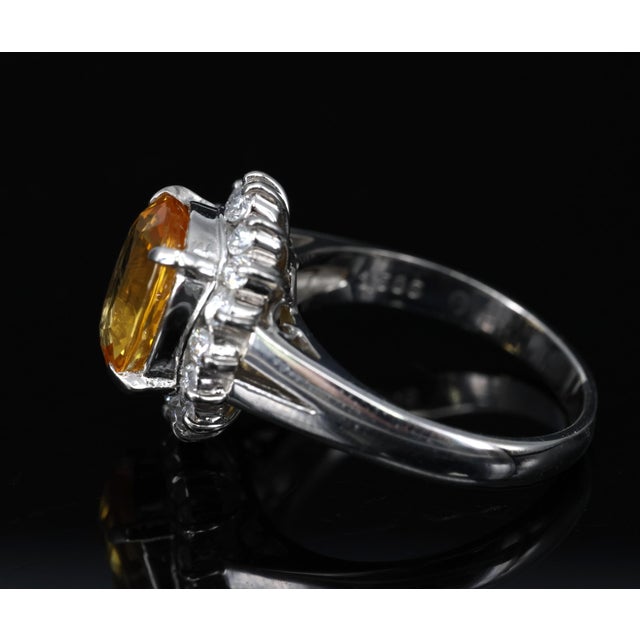 Late 20th Century Gia Yellow Sapphire & 0.48ct Diamond Platinum Ring 7.5g Size 6 For Sale - Image 15 of 18
