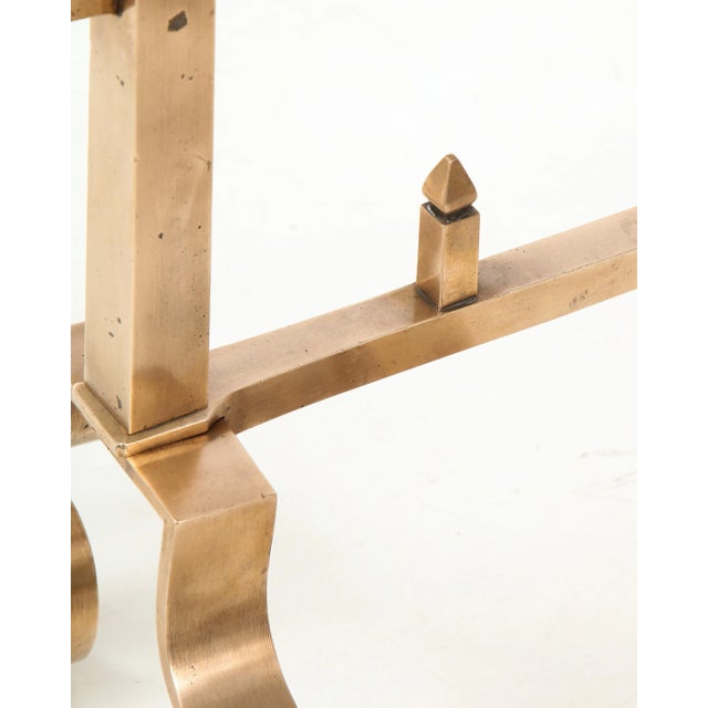 1940s Rose Brass Large Andirons - A Pair For Sale - Image 4 of 13