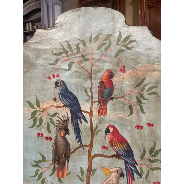 Pair of Mid-Century Italian Hand Painted Tropical Bird Panels on Canvas For Sale In Dallas - Image 6 of 12
