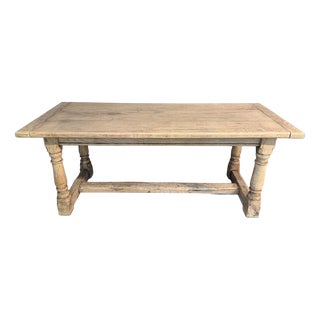 Bleached Oak Farmhouse Dining Table, 1920 For Sale