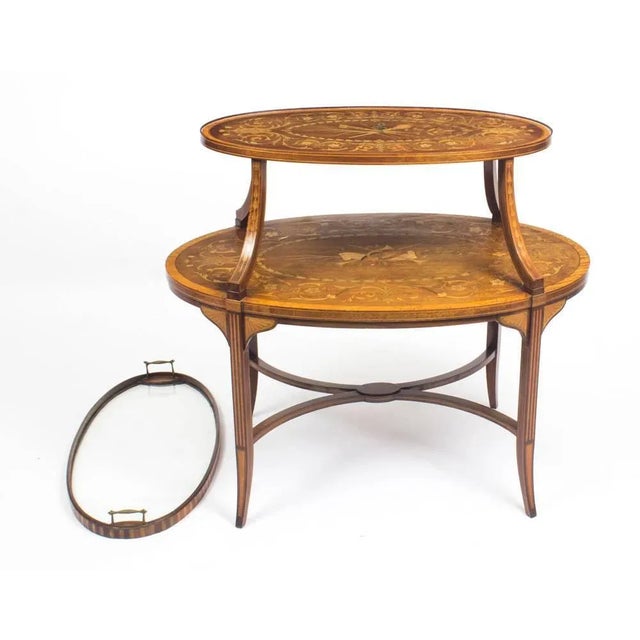 19th Century English Mahogany & Satinwood Etagere Tray Table For Sale - Image 6 of 11
