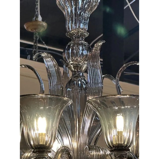 Murano Black Glass Chandelier For Sale - Image 4 of 7