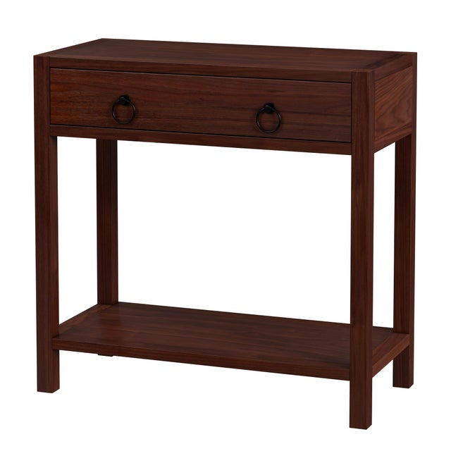Chocolate Lark 30 in W Rectangular Wood 1Drawer Nightstand with Lower Open Shelf, Walnut For Sale - Image 8 of 8